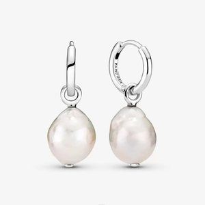 Pandora Treated Freshwater Cultured Baroque Pearl Hoop Earrings